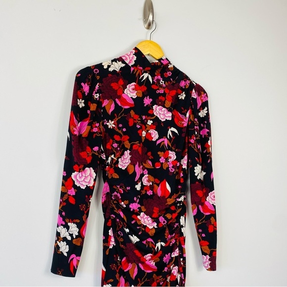 A.L.C Marcel Long Sleeve Ruched Silk Mini Dress Size 4 - Picture 6 of 7